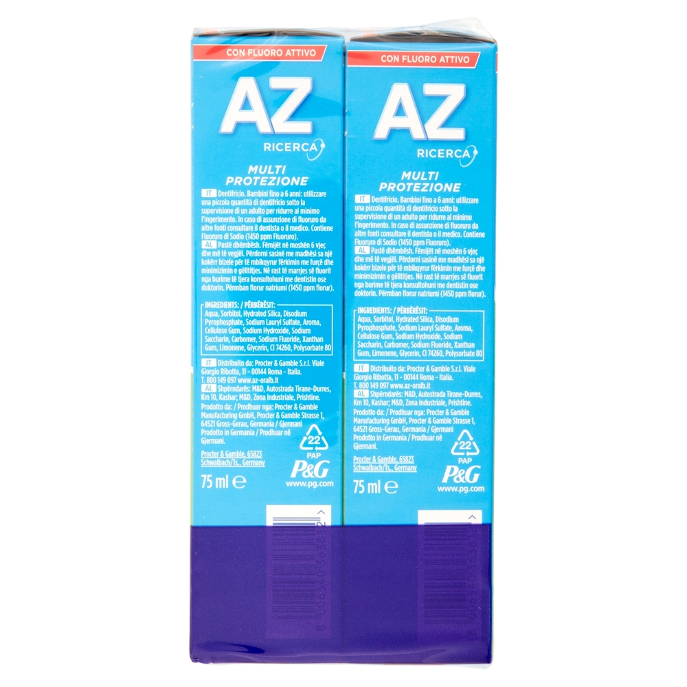 AZ Dentifricio Multi Protezione Carie Gel Menta Fresca 6x75 ml